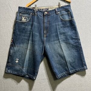 LRG Jeans Mens Denim Cargo Shorts Blue Size 38 Hip Hop Skate y2k streetwear